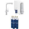 GROHE Blue Home Rubineto filtrante per Lavello, Bocca L, con Doccetta Estraibile, 31927001 + Grohe Starter Kit Bombole CO2, Argento, Set di 4 Pezzi 40422000