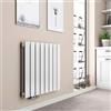 EMKE Radiatore di design piatto, 630 x 616 mm, orizzontale, con connettore laterale, a doppio strato, per bagno, camera da letto e soggiorno, bianco 805 W