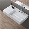 doporro Lavabo Bagno Sospeso Lavabo da Appoggio Rettangolare in Marmo Resina Bianco Lucido, Vasca a Destra 100x48x13 cm con 1 Foro Rubinetto e Piletta Scarico, Colossum12