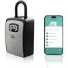 SISAV Smart Bluetooth Key Lock Box, accesso remoto tramite app/codice, combinazione a 6 cifre ripristinabile, grande capacità per 5 chiavi, montaggio a parete, senza bisogno di WiFi, grigio (con