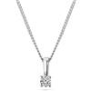 MIORE - Collana Donna Oro Bianco Vero 9KT 375 - Diamante Naturale, Punto Luce Pendente con Catena, Collana anallergica Catenina lunga Cm. 45