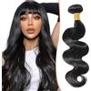 SEGO Extension Capelli Veri Tessitura 100g - Matassa Ricci Mossi 1 Ciocca Capelli Brasiliani #1B Nero Natuale