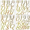 LINGYUEDUO 8 fogli di adesivi glitter oro per lettere grandi (7,5 cm), adesivi autoadesivi impermeabili per lettere e numeri, adesivi in vinile alfabetici per decorazione interna ed esterna, compleanno