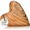 Kassis Geschenkartikel Cuore 5,50 cm Amulatore a mano in legno d'ulivo, regalo fatto a mano in Betlemme per battesimo, comunione, matrimonio, San Valentino, festa della mamma o come donatore di