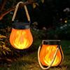YOUYIKE Lanterne Solari da Esterno Fiamma, Resistente Alle Intemperie Luci da Giardino Terra Tavolo Appendere Esterno con Sensore, Halloween Natale Decorazioni Casa Illuminazione (2pcs)
