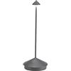 Zafferano, Pina Pro, Lampada da Tavolo Ricaricabile e Senza Fili con Controllo Touch, Adatta per Salotto ed Esterni, Dimmer, 2700 K, Altezza 29 cm, Colore Grigio Scuro
