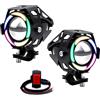 NWpangu Fendinebbia per moto a LED, faretti a LED impermeabili con anello colorato per moto, ATV, bici da strada, camion, barca (interruttore incluso)