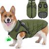 HezzLuv Giubbotto Invernale per Cani Impermeabile con Pettorina, Strisce Riflettenti & Collare LED, Foderato in Pile, Antivento/Regolabile - Cappotto Caldo per Cani Piccoli e Medi