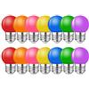 MZYOYO Confezione da 14 Lampadine Colorate E27 LED 2W,Lampadine Colorate per Catena Luminosa, Feste,Decorazioni di Natale,Rosso,Verde,Blu,Arancione,Giallo,Rosa,Viola,Plastica