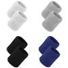 Granvoo 4 Paia Polsini Sportivo Assorbente Unisex, Polsino Sportivo Che Assorbe Il Sudore, Fasce da Polso Tergisudore, Sport Wrist Sweatbands, Polsino Cinturini Morbide, Banda da Polso Assorbi Sudore di Sport