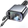 BYDA Caricabatteria da auto retrattile USB C 4 in 1, 69 W con luce stellata, ricarica rapida per iPhone 16/15/14/13/12, iPad,Android,adattatore accendisigari (Lightning+USB C & Red Light)