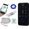 QTTYELOK Bluetooth Tuya IP68 Esterno Kit Sistema di Controllo Accessi RFID Tastiera Impermeabile + NC Fail Safe Serrature Strike Elettriche + 10pcs 13.56Mz Carte Portachiavi