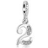MiniJewelry Charm con numeri fortunati per bracciali, collane, ciondoli compatibili con braccialetti Pandora Moments 0, 1, 2, 3, 4, 5, 6, 7, 8, Rame Zirconia cubica, Zirconia cubica