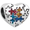 SBI Jewelry Ciondolo a forma di cuore da donna per la consapevolezza dell'autismo per braccialetti con puzzle colorato, regalo di compleanno