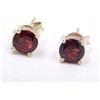 1.9Gm 925 Argento Sterling Massiccio Naturale Granato Cut Pietra Orecchini 0.5 "