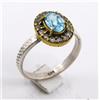 2.90 GM 925 Argento Sterling Naturale Topazio Blu & C.Z Bicolore Anello 7.6 " US