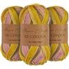 Utopia Crafts Re-Colour Ombre - Gomitolo di filato per lavoro a maglia e uncinetto, 3 pezzi, 100 g (prato di calendula)