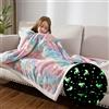 COSUSKET Glow in The Dark Coperta per Bambini Unicorno Luminoso Compleanno Super Morbido Soffice Peluche Sherpa Pile Multicolore Coperta Coperta Coperta 127 x 152,4 cm, Regalo per Ragazzi e Bambine