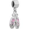 LSxAB Ballerina Classica Rosa con Scarpe da Ballo Charm Compatibile con Bracciali Pandora Charms, pequeño, Rame, Non è una pietra preziosa