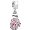LSxAB Charm a forma di guantone da boxe, nastro rosa, compatibile con braccialetti Pandora, Rame, Nessuna pietra preziosa