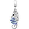 FGT Charm per braccialetti con cavalluccio marino blu oceano compatibile con braccialetti Pandora Charms Bracciali Pesci di mare Animali Regalo per figlia, Zirconia cubica, Nessuna pietra preziosa