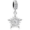 LSxAB Ciondolo brillante a forma di fiocco di neve natalizio compatibile con bracciali e collane Pandora, 5.0mm, Rame, Nessuna pietra preziosa