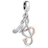 LSxAB Ciondolo a Forma di Nota Musicale per Amanti della Musica Compatibile con Braccialetti di Ciondolo Pandora, Rame, Nessuna pietra preziosa