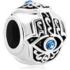 FGT Ciondolo con occhio malvagio, mano di Fatima, compatibile con braccialetti Pandora Moments, con zirconia cubica blu, per donne, fidanzate, Natale, famiglia, Rame, Nessuna pietra preziosa