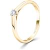 EDELIND Anello solitario diamante 0.10 ct Oro Giallo 18K 750 Anello Donna con Diamante taglio Brillante Anello di Fidanzamento Ø 49 mm con scatola regalo