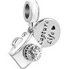 LSxAB Capture Life - Ciondolo a forma di macchina fotografica da viaggio, compatibile con braccialetti Pandora, Rame, Nessuna pietra preziosa