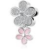 MiniJewelry Ciondolo smaltato rosa a forma di fiore trasparente, compatibile con braccialetti Pandora, regalo di Natale e compleanno, per donne, figlia, sorella, nipote