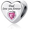 SBI Jewelry Charm a forma di cuore rosa Love You Forever, compatibile con braccialetti Pandora, per mamma, figlia, nonna, sorella, Misura unica, Rame, Nessuna pietra preziosa