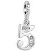 FGT Ciondolo con numeri fortunati per braccialetti e collane con ciondolo 0, 1, 2, 3, 4, 5, 6, 7, 8, 9 tonalità argento con zirconia cubica trasparente, Metallo, Zirconia cubica