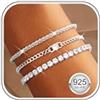 Finrezio 3 Pezzi Bracciale Tennis Donna Argento 925 Braccialetti a Catena Placcati Oro 14K Zircone Bracciali Set Braccialetti Regolabile Gioielli Argento per Donna