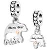 FGT 2 ciondoli a forma di orsetto per braccialetti e collane, ciondoli compatibili con braccialetti Pandora, regalo per donne, sorelle, famiglia, forte, protezione madre, Metallo, Zirconia cubica