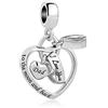 LSxAB Ciondolo con scritta I Love You to the Moon And Back per mamma, figlia, nonna, zia, compatibile con braccialetti Pandora, Rame, Non pietra preziosa