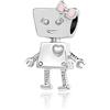 SBI Jewelry Charm da donna a forma di robot, compatibile con braccialetti Pandora, macchina giocattolo, fiocco, cuore, perlina per compleanno, anniversario