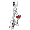 LSxAB Charm a forma di bottiglia di vino rosso e vetro, compatibile con braccialetti Pandora, Rame, Nessuna pietra preziosa