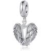 LSxAB Ciondolo a forma di ali di angelo custode, con 12 colori di pietra portafortuna per compleanno, compatibile con braccialetti Pandora da donna, Rame, Nessuna pietra preziosa