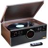 Technaxx Germany Giradischi Bluetooth V5.0 Dab Digitalizzazione di Dischi in Vinile Cassette CD Radio Funzione AUX RCA Altoparlanti Stereo TX-137, Marrone