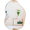 FANTASK Specchio da parete asimmetrico, specchio irregolare da appendere, con cornice dorata, moderno, specchio per il trucco, decorativo, per corridoio, bagno, camera da letto, 78 x 56 cm, dorato