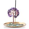AMEQUOISE Incense Holder for Sticks, Healing Crystal Stone Money Tree Incense Burner, Ash Catcher for Yoga, Meditation and Home Decor