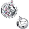 LSxAB Ciondolo a forma di unicorno You are Magic, compatibile con braccialetti Pandora, Metallo, Nessuna pietra preziosa