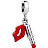 LSxAB Women Girls Sexy Lips and Lipstick Charm Compatible with Pandora Charms Bracelets