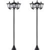Outsunny Set 2 Lampioncini Solari da Esterno a 3 Luci Impermeabili IP44, 51.5x47x182.5cm, Nero | Aosom Italy