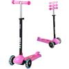 VEVOR Monopattino con 3 Ruote per Bambini da 3 Anni, Monopattino Carico max. 75kg 3 Altezze 710/755/800 mm, Ruote Luminose φ120 mm, Manubrio Altezza Regolabile, Pedana Antiscivolo, Rosa