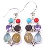 13 GM 925 Argento Sterling Naturale Multi Gemma Mano Orecchino Misura 4.4cm