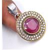 7.10 GM 925 Argento Sterling Sintetico Rubino & C. Z. Gemma Pendente Misura 0.4m