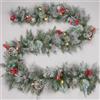 Kaimirui Ghirlanda decorativa natalizia, 1,8 m, ghirlanda artificiale con luci per casa, scale, camini, pareti, bianco neve, materiale PVC e PE, forma curva