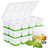 QUELIEN Stampi per cubetti di ghiaccio in silicone con coperchio - Grandi stampi quadrati per whisky, cocktail, Old Fashioned & smoothies - Confezione da 3 vassoi senza BPA